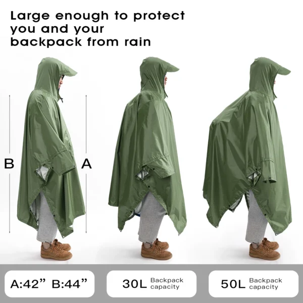 3 In 1 Outdoor Military Waterproof Rain Coat Men And Women - Image 3