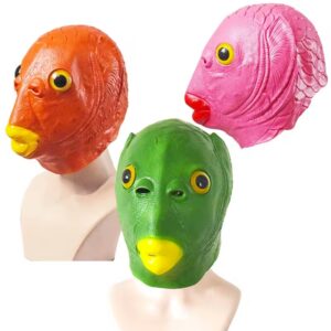 Latex Green Fish Head Mask Animal Head Set Cosplay Full Face Tiktok And Home Game Sales
