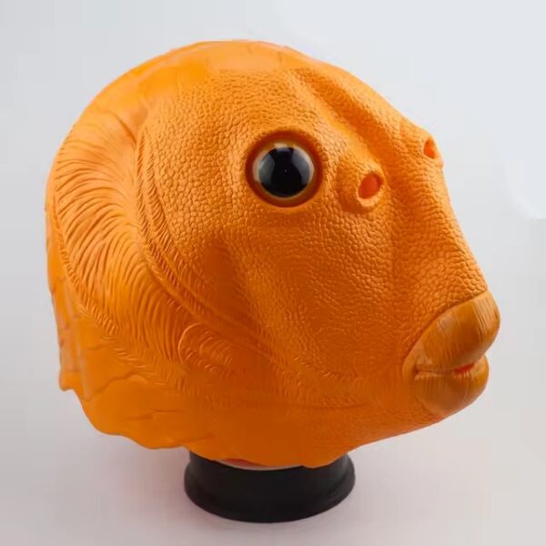 Latex Orange Fish Head Mask Animal Head Set Cosplay Full Face